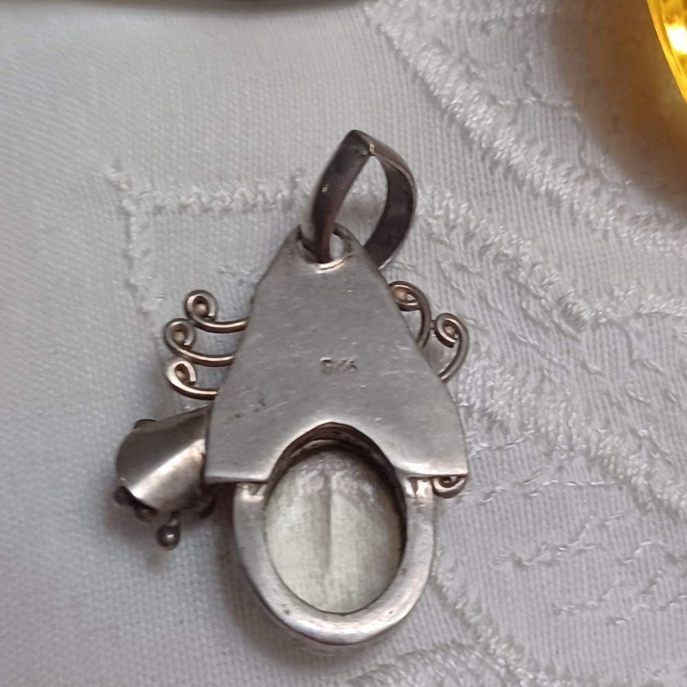 Solid 925 Sterling Silver Petidot And Citrine Pen… - image 2